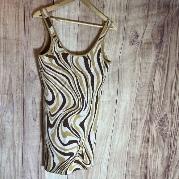 NWT RSQ Swirl Woman’s Bodycon Tank Dress Size Large Viscose Polyester Nylon - Picture 2 of 10